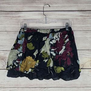 Vintage Abercrombie & Fitch Floral Navy Cloth Ruffle Airy Mini Skirt Small Y2K